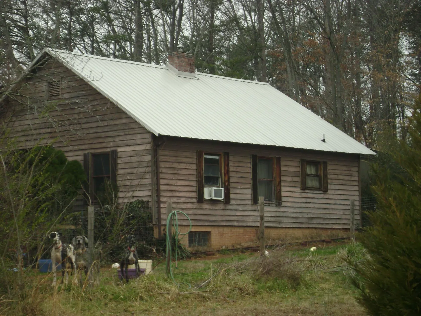 White metal roof on an old wood sided farmhouse, from a Metal Roof Installation job in New Plymouth